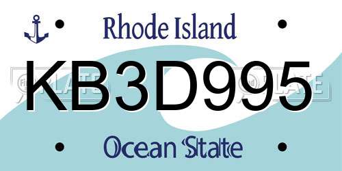 KB3D995 Rhode Island License Plate