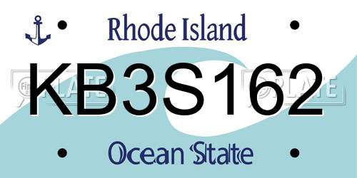 KB3S162 Rhode Island License Plate
