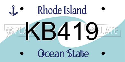 KB419 Rhode Island License Plate