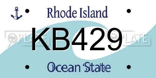 KB429 Rhode Island License Plate