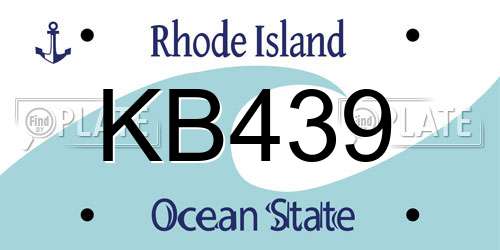 KB439 Rhode Island License Plate