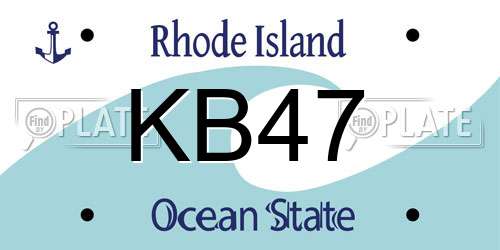 KB47 Rhode Island License Plate