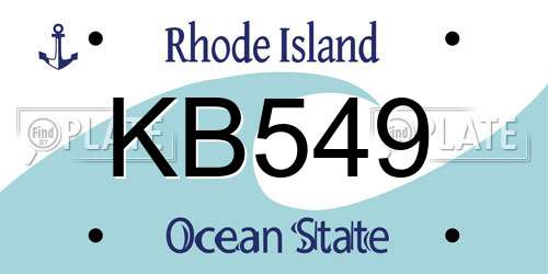 KB549 Rhode Island License Plate