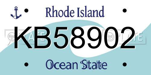 KB58902 Rhode Island License Plate