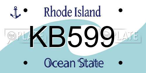 KB599 Rhode Island License Plate