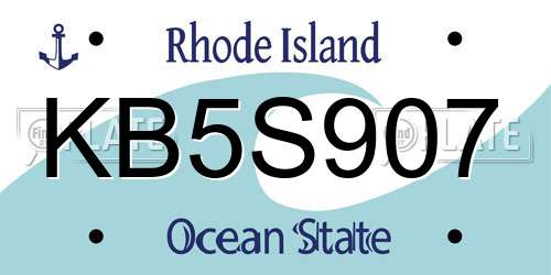 KB5S907 Rhode Island License Plate