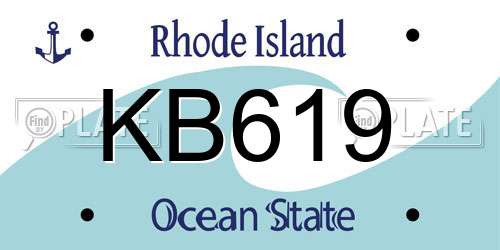 KB619 Rhode Island License Plate
