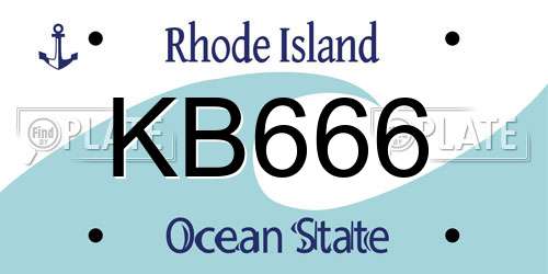 KB666 Rhode Island License Plate