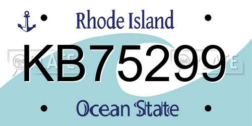 KB75299 Rhode Island License Plate
