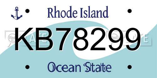 KB78299 Rhode Island License Plate