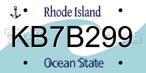 KB7B299 Rhode Island License Plate