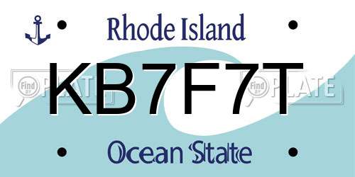 KB7F7T Rhode Island License Plate