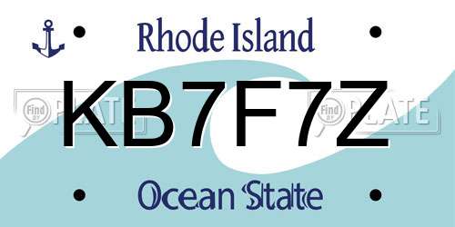 KB7F7Z Rhode Island License Plate