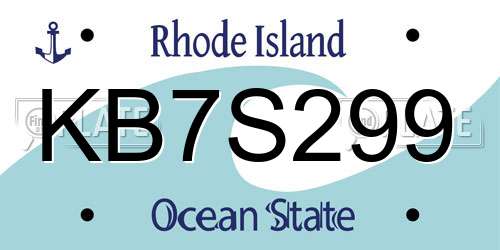 KB7S299 Rhode Island License Plate