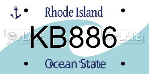 KB886 Rhode Island License Plate