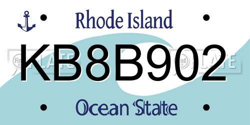 KB8B902 Rhode Island License Plate