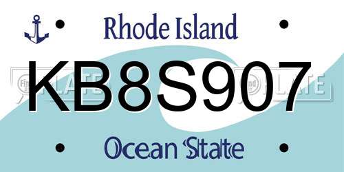 KB8S907 Rhode Island License Plate