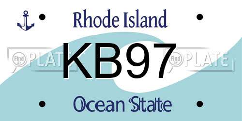 KB97 Rhode Island License Plate