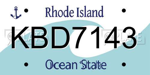 KBD7143 Rhode Island License Plate