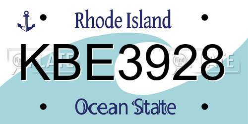 KBE3928 Rhode Island License Plate