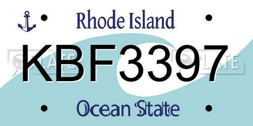 KBF3397 Rhode Island License Plate