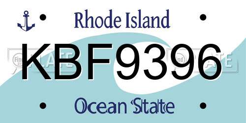 KBF9396 Rhode Island License Plate
