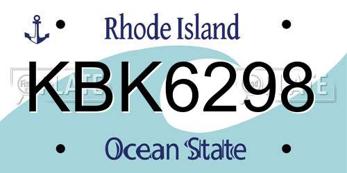 KBK6298 Rhode Island License Plate