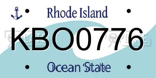 KBO0776 Rhode Island License Plate