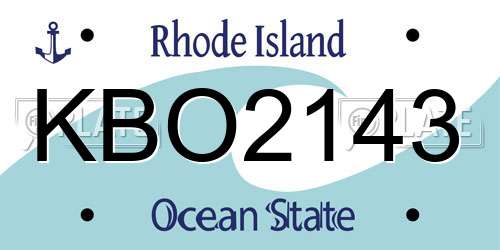 KBO2143 Rhode Island License Plate
