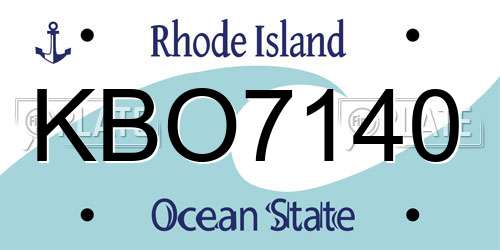 KBO7140 Rhode Island License Plate