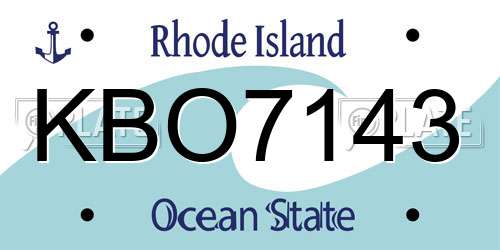 KBO7143 Rhode Island License Plate