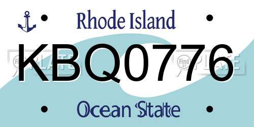 KBQ0776 Rhode Island License Plate