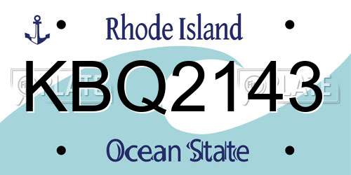 KBQ2143 Rhode Island License Plate