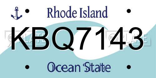 KBQ7143 Rhode Island License Plate