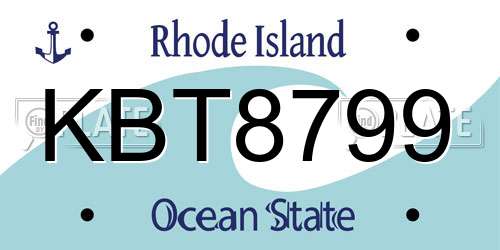 KBT8799 Rhode Island License Plate