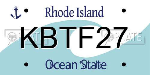 KBTF27 Rhode Island License Plate