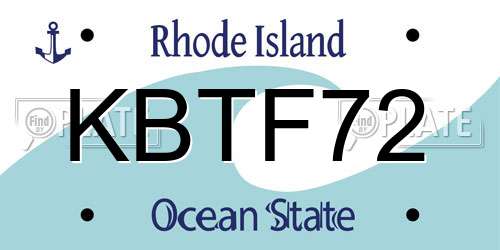 KBTF72 Rhode Island License Plate
