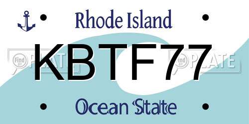 KBTF77 Rhode Island License Plate