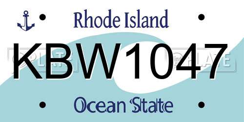 KBW1047 Rhode Island License Plate