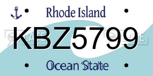 KBZ5799 Rhode Island License Plate