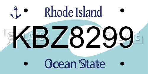 KBZ8299 Rhode Island License Plate