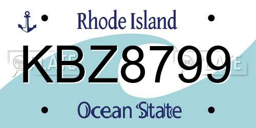 KBZ8799 Rhode Island License Plate