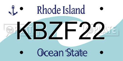 KBZF22 Rhode Island License Plate