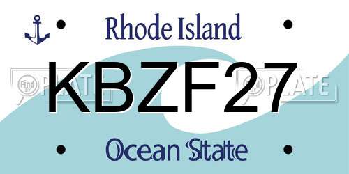 KBZF27 Rhode Island License Plate