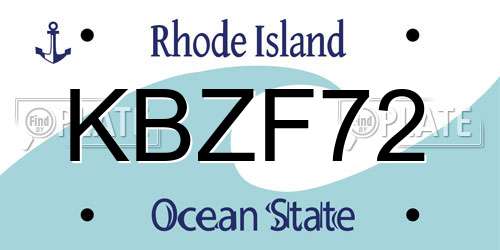 KBZF72 Rhode Island License Plate