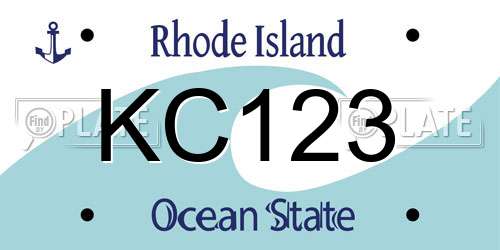 KC123 Rhode Island License Plate