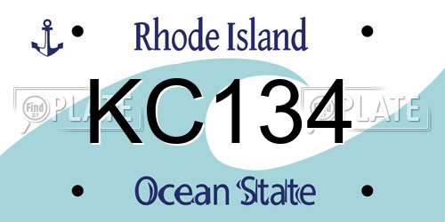 KC134 Rhode Island License Plate