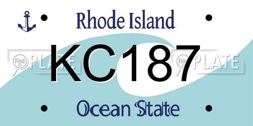 KC187 Rhode Island License Plate