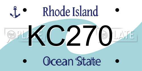 KC270 Rhode Island License Plate