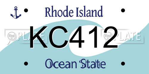 KC412 Rhode Island License Plate
